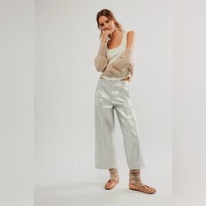 Free People Shimmering Silver Pants